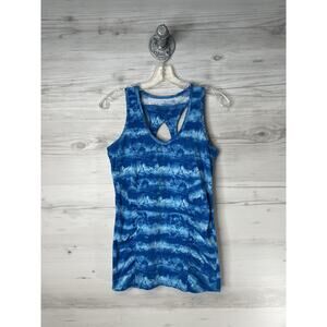 Marika Tank Top Shirt Womens Large Blue Racerback Built In Bra Athletic Workout